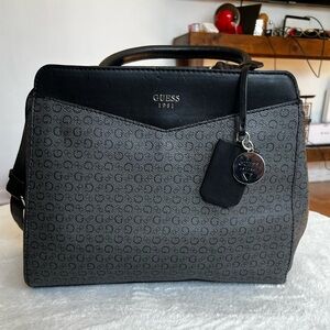 GUESS Gray & Black Logo Satchel with Charm